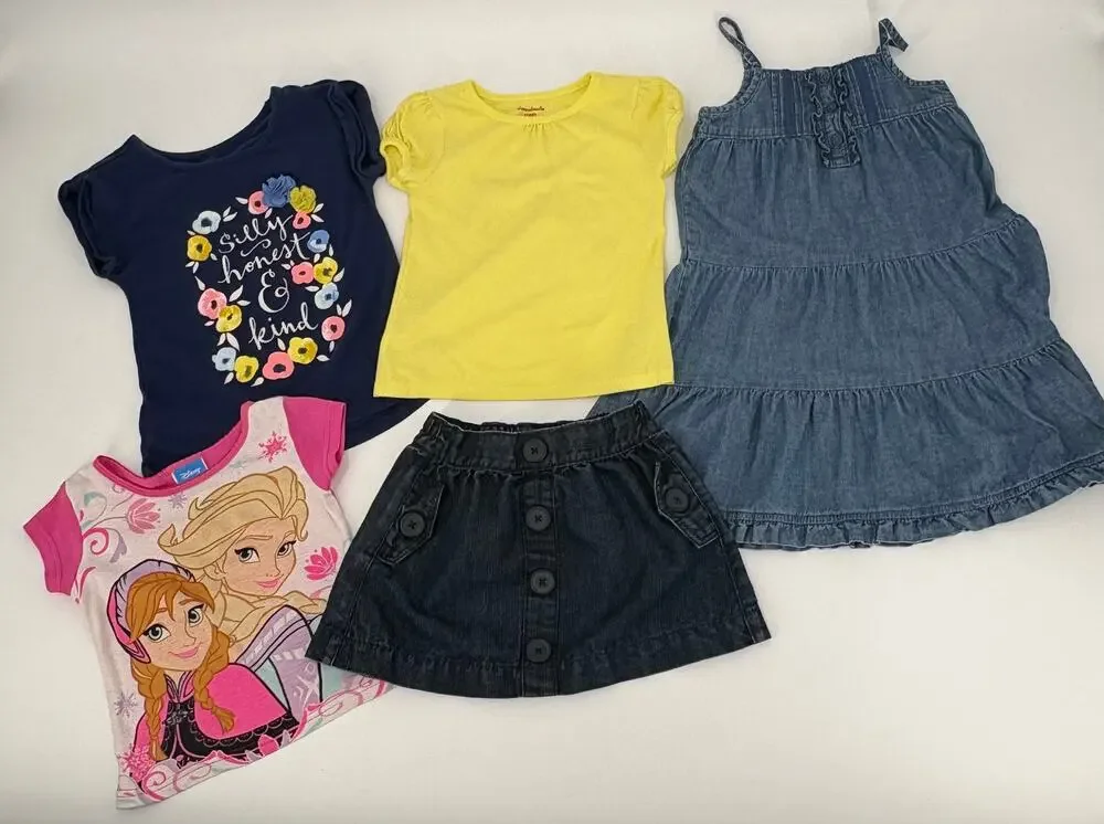 Girls 3T Clothing Lot 5pc Disney Frozen OshKosh Cherokee Denim Dress Skirt